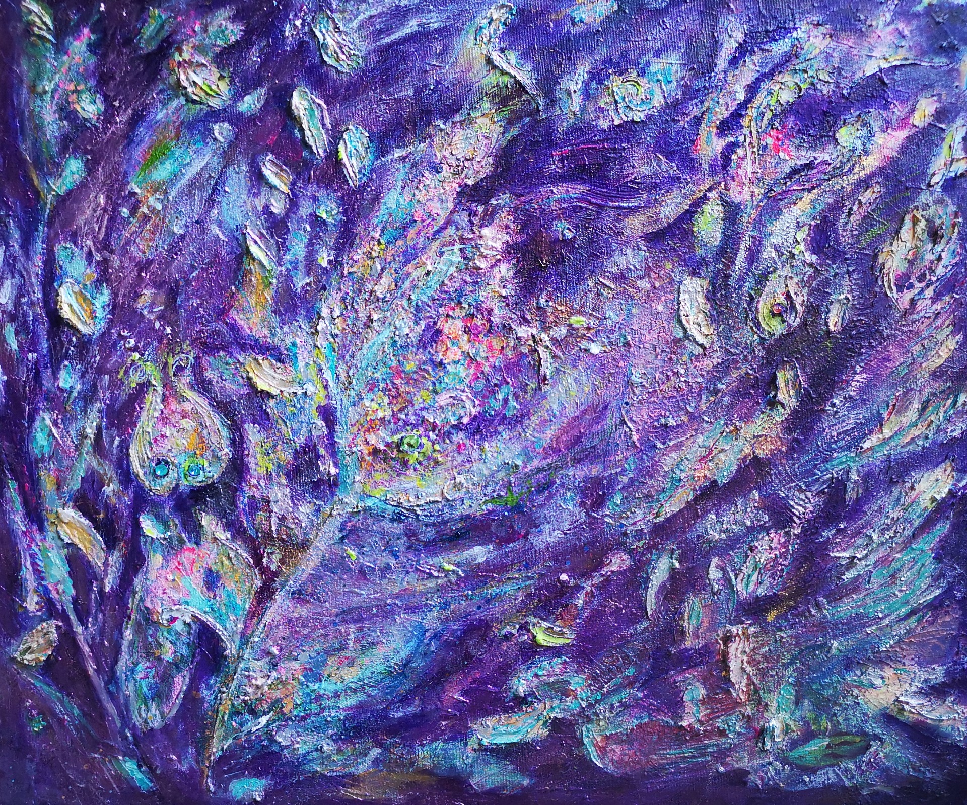 obraz Purple, akryl, pasta, Swarowski kryštál, 60x50cm, 249 Eur